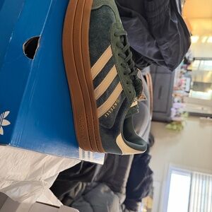 Adidas Gazelle Bold in Forest Green and Cream